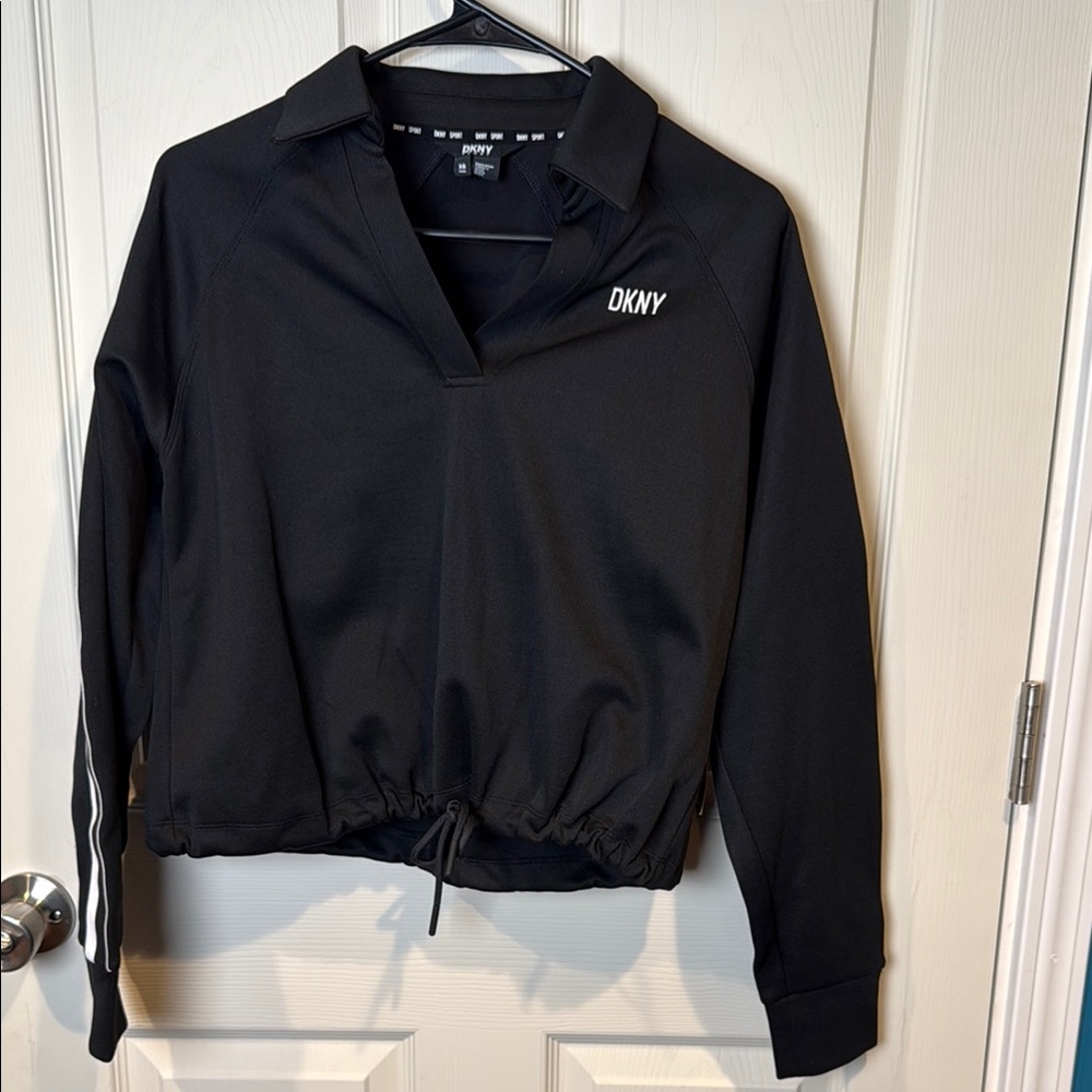 DKNY Black Drawstring Pullover